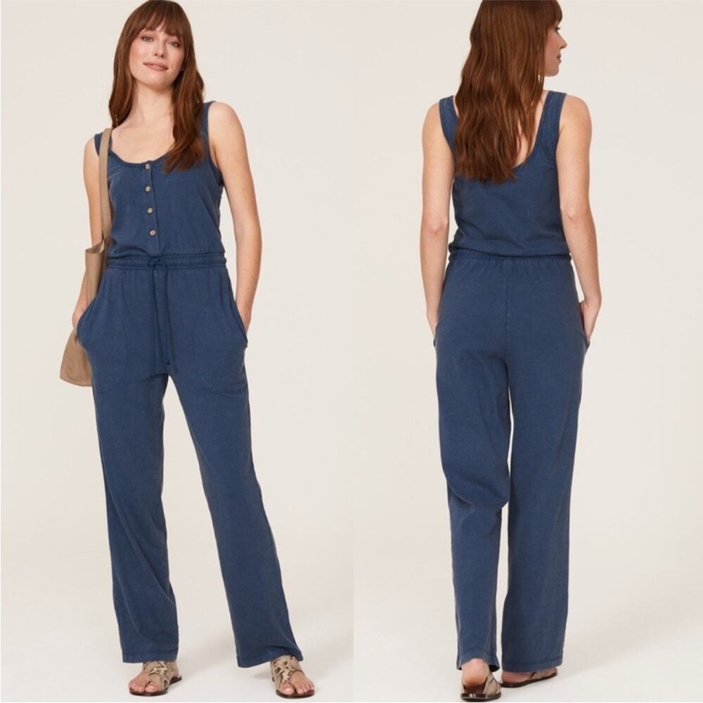Faherty Terra Drawstring Sleeveless Jumpsuit Lucinda Blue